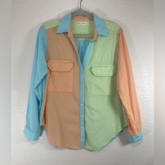 Roller Rabbit Multicolored Collared Long Sleeve Button Down Blouse Women’s M - Picture 12 of 12